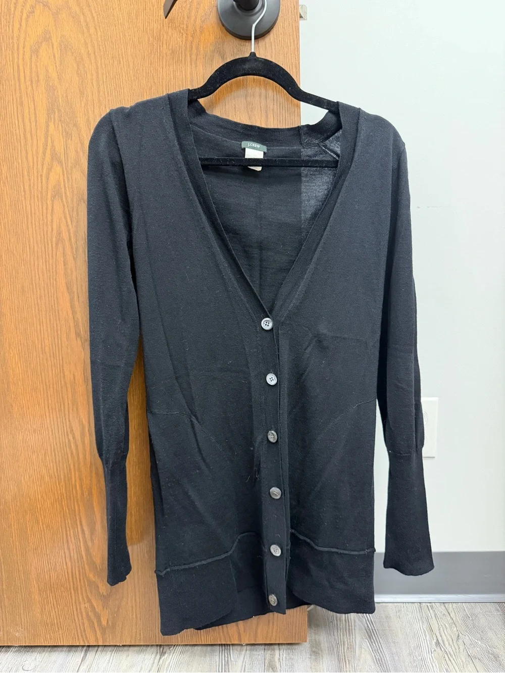 J. Crew Black V-Neck Button Front Cardigan